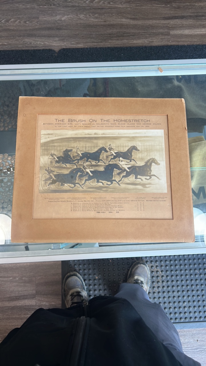 1869 the brush on the homestretch lithograph