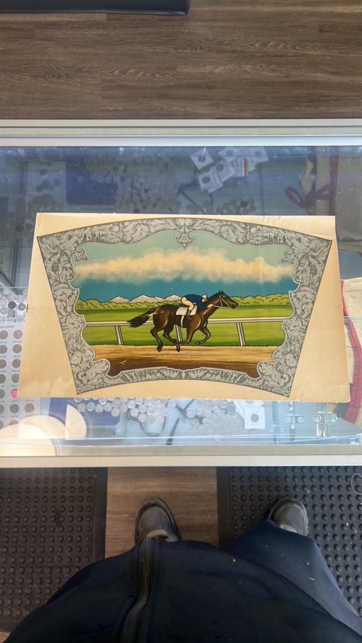 early 1900s horse racing window decal
