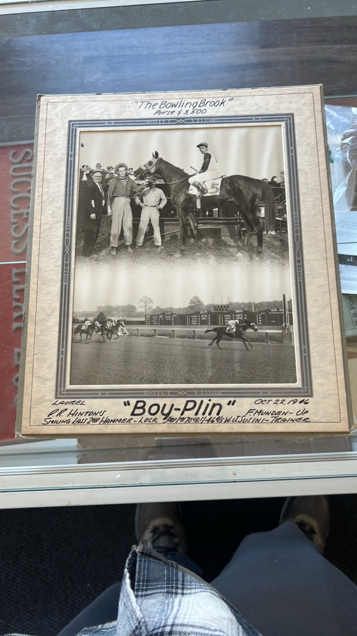 1945 boy-plin horse racing photograph