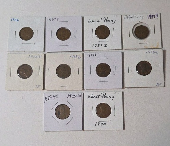 Wheat Pennies Mixed Dates (1936-1940)