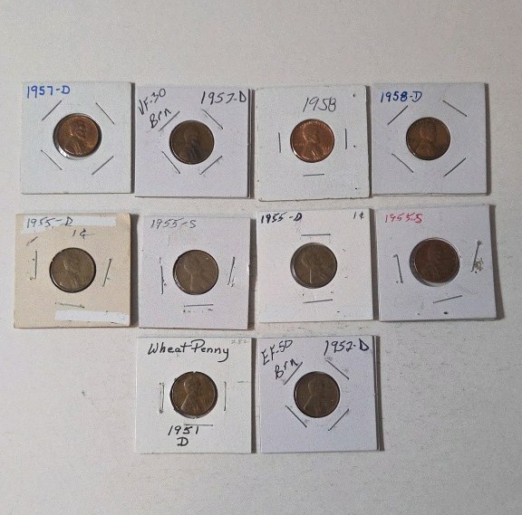 Wheat Pennies Mixed Dates (1952-1958)