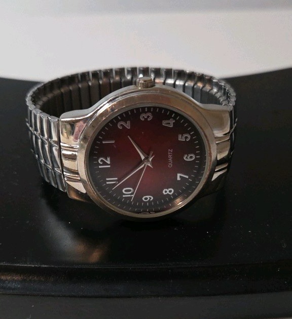 Mens Silver Stainless Steel Quartz Luxury Sport Analog Wrist Watch - Working