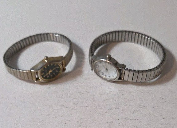 Vintage Willow Bay Womens Classy Wristwatch Featuring a Metal Expansion Band and Womens Quartz Silver Toned Analog Watch with Stretch Band- Both Working