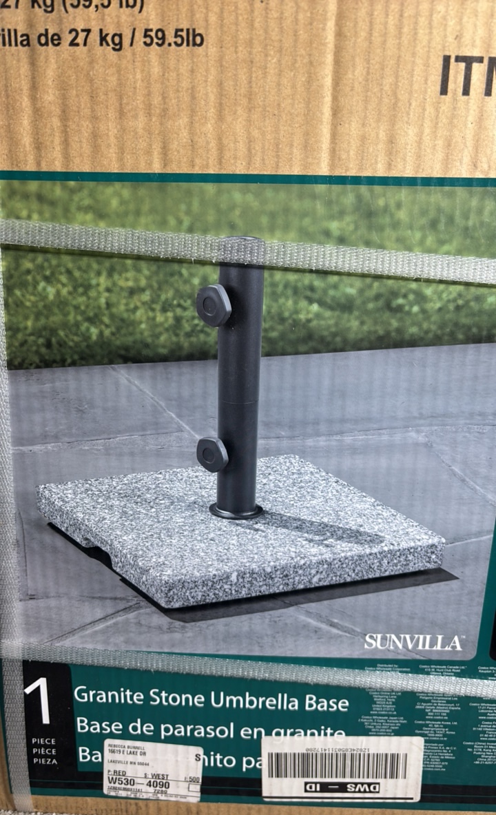 SunVilla Pembrooke 59.5 lb. Granite Umbrella Base - MSRP $86