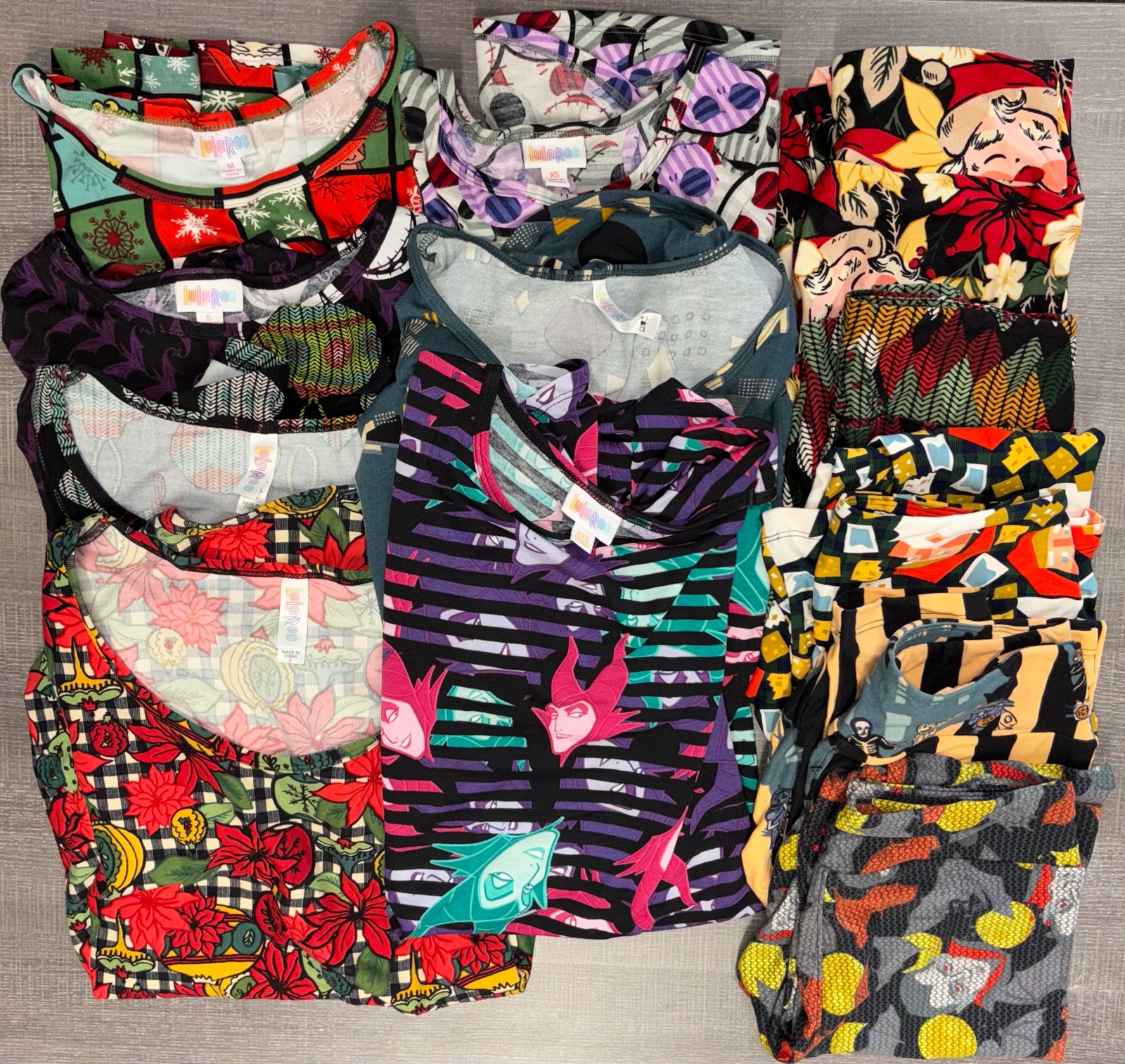 LuLaRoe Liquidation - Holiday Lot - Lot of 5-One Size Leggings, 3-Classic T, 3-Irma Tunic, 1-Gigi Top (Sizes XXS-M) - MSRP $381