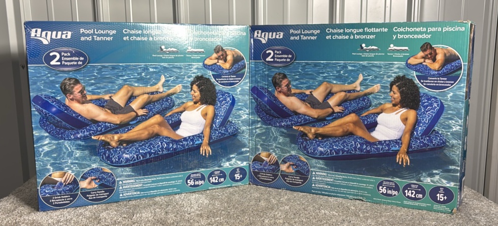 Lot of 2 Aqua Luxury Pool Lounger, 2-Pack (Total of 4 Loungers) - MSRP $116