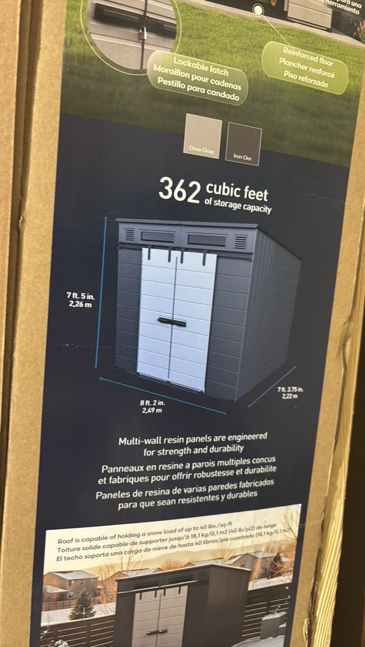 Suncast Modernist 8'x7' Dual Barn Door Storage Shed - MSRP $1,150