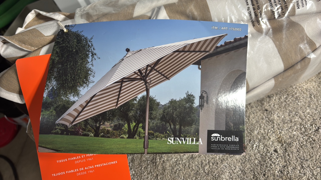 SunVilla 11 Round Cabana Stripe Aluminum Market Umbrella - MSRP $215