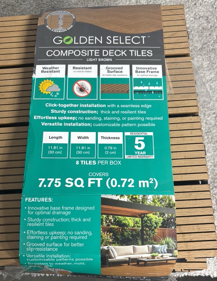 Golden Select Composite Deck Tiles - 38.75 Square Feet