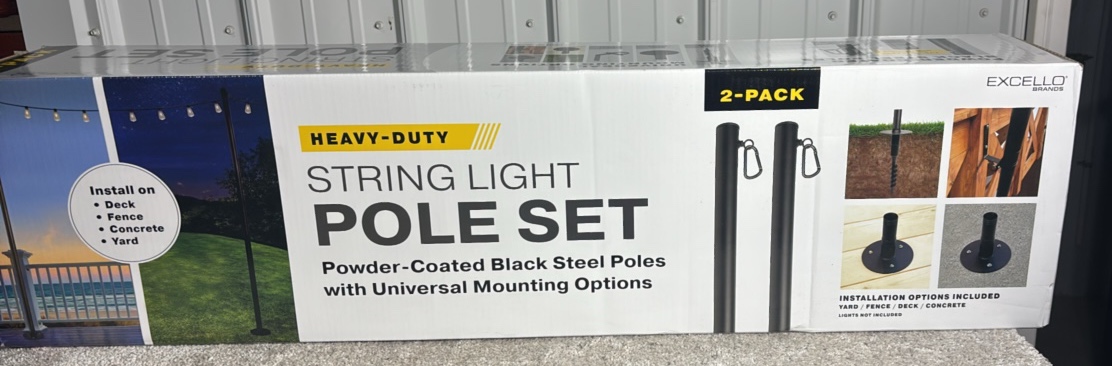 Excello Global Products 10 ft. String Light Pole, 2-Pack - MSRP $85