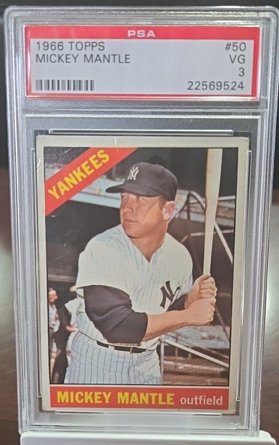 1966 topps Mickey Mantle psa 3 VG