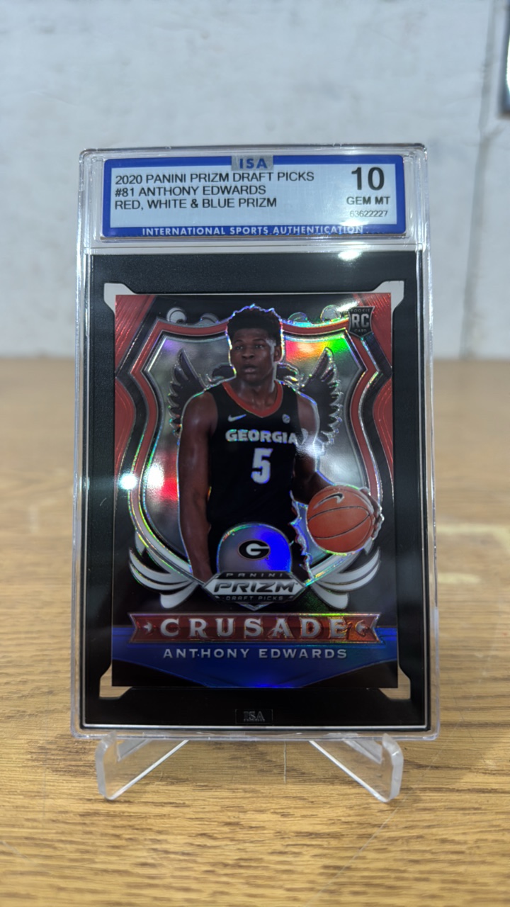 ISA 10 Gem Mint 2020 Prizm Draft Red, White & Blue Anthony Edwards Rookie