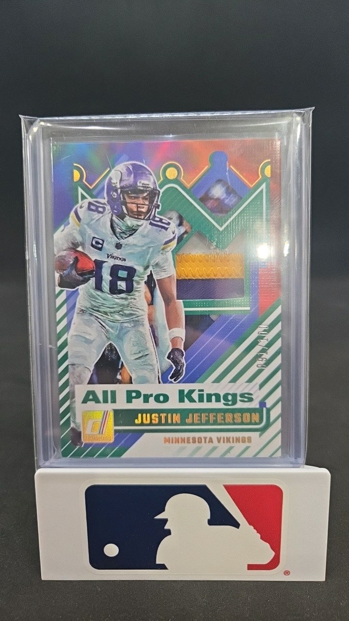 2025 DONRUSS JUSTIN JEFFERSON 3 COLOR PATCH CARD #100