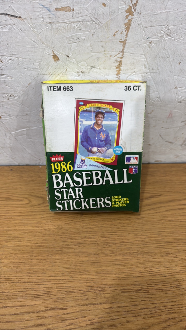 1986 Fleer Baseball Star Stickers 36 Pack Box