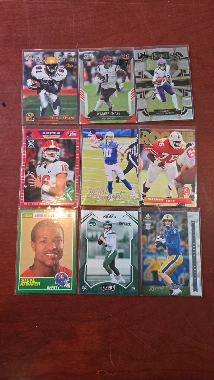 FOOTBALL ROOKIE CARD LOT OF 9