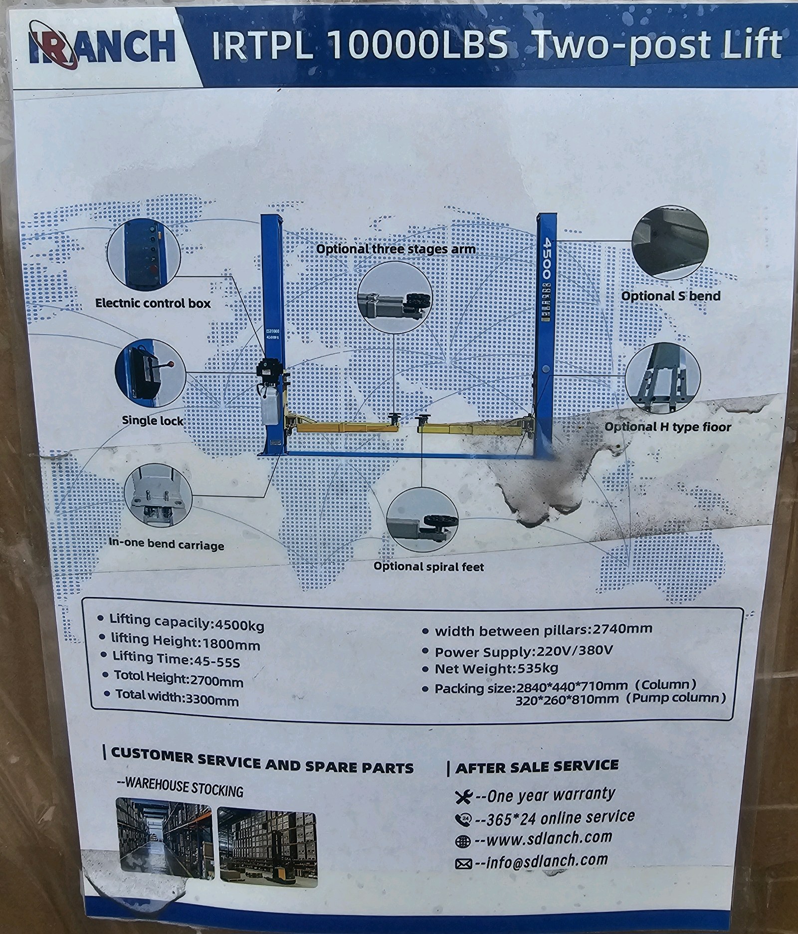 Unused 2026 10000 LBS TWO-Post Lift IRTPL