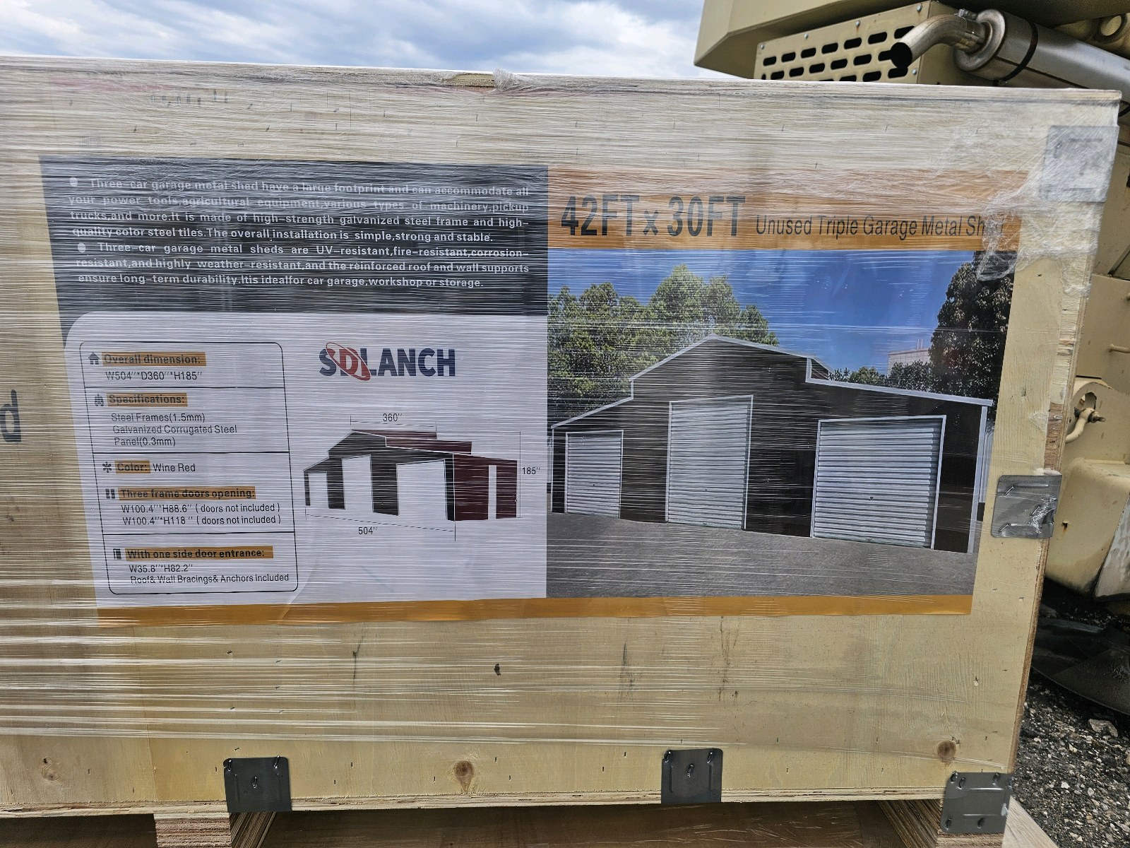 Unused 2026 Triple Door Garage Metal Shed SDL 4230 TGMS