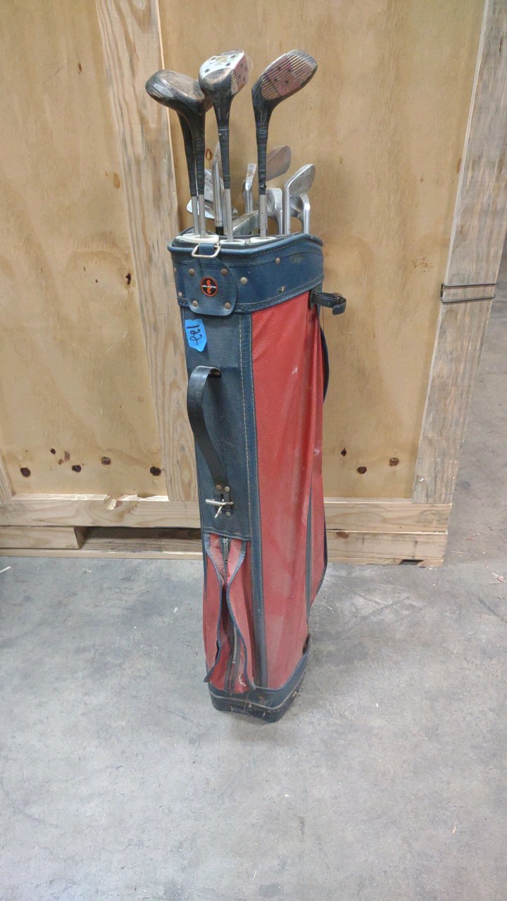 golf bag and clubs