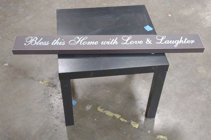 table and sign