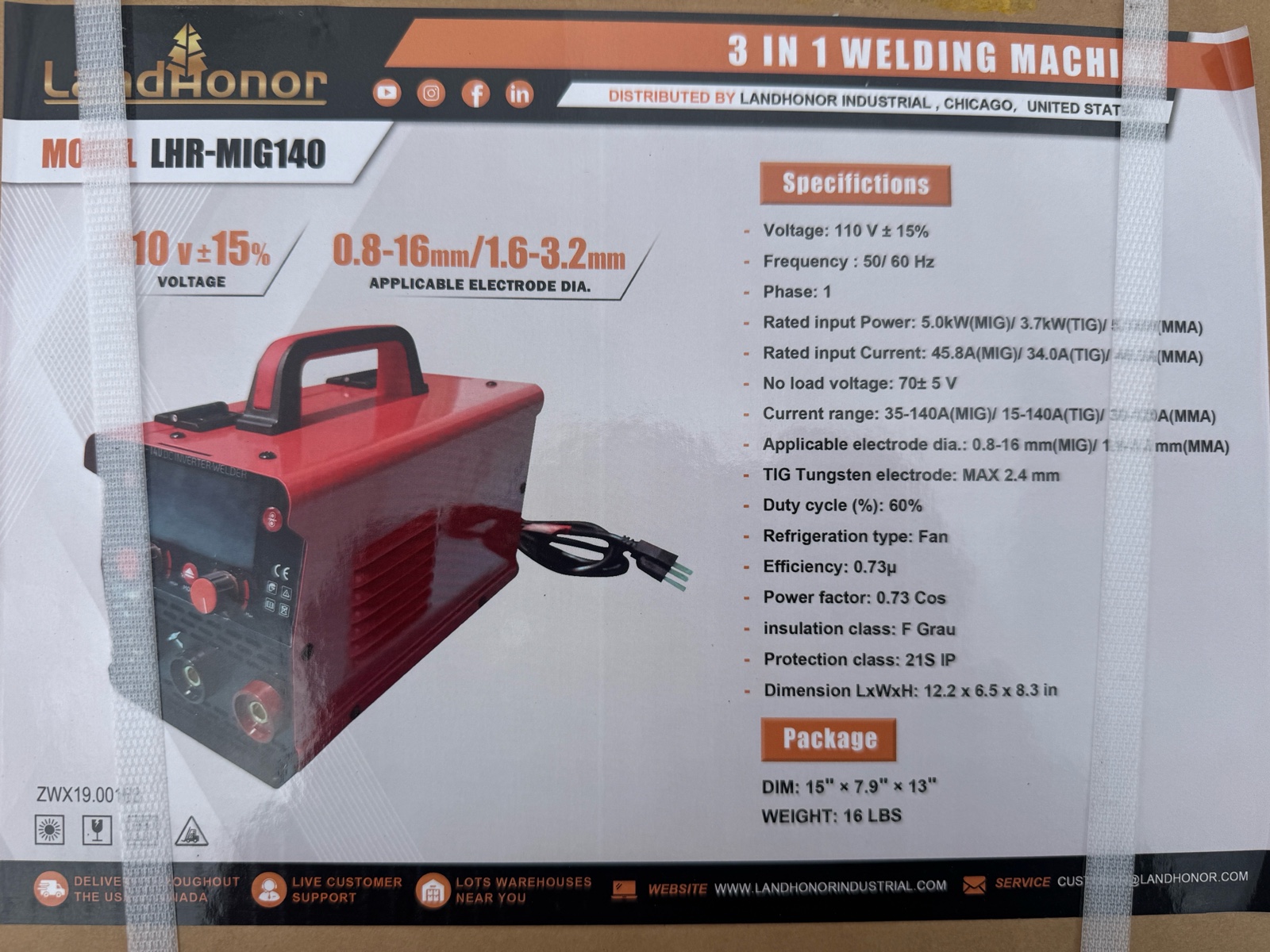 3 In 1 Welding Machine  LandHonor  2026  Unused  LHR-MIG140