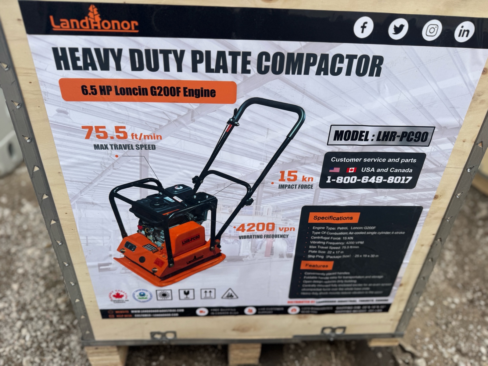 Heavy Duty Plate Compactor  LandHonor  2026  Unused  LHR-PC90