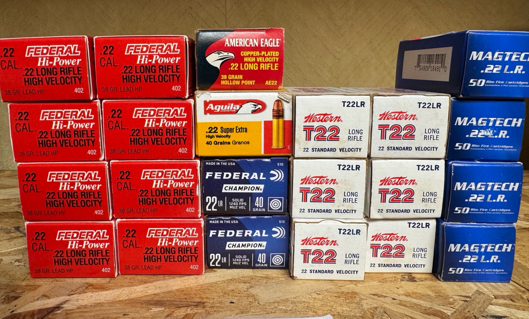 .22 LR Ammunition 1,050 Rounds Federal Aguila Western Magtech Misc Grain Hollow Point