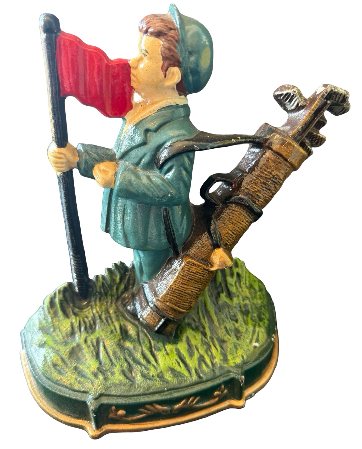 Vintage Cast Iron Golf Caddy Doorstop