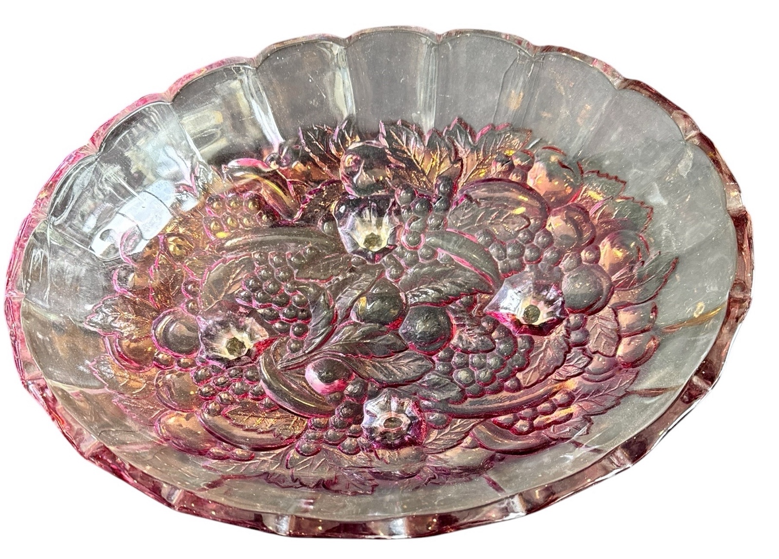 Pink Glass Platter Bowl