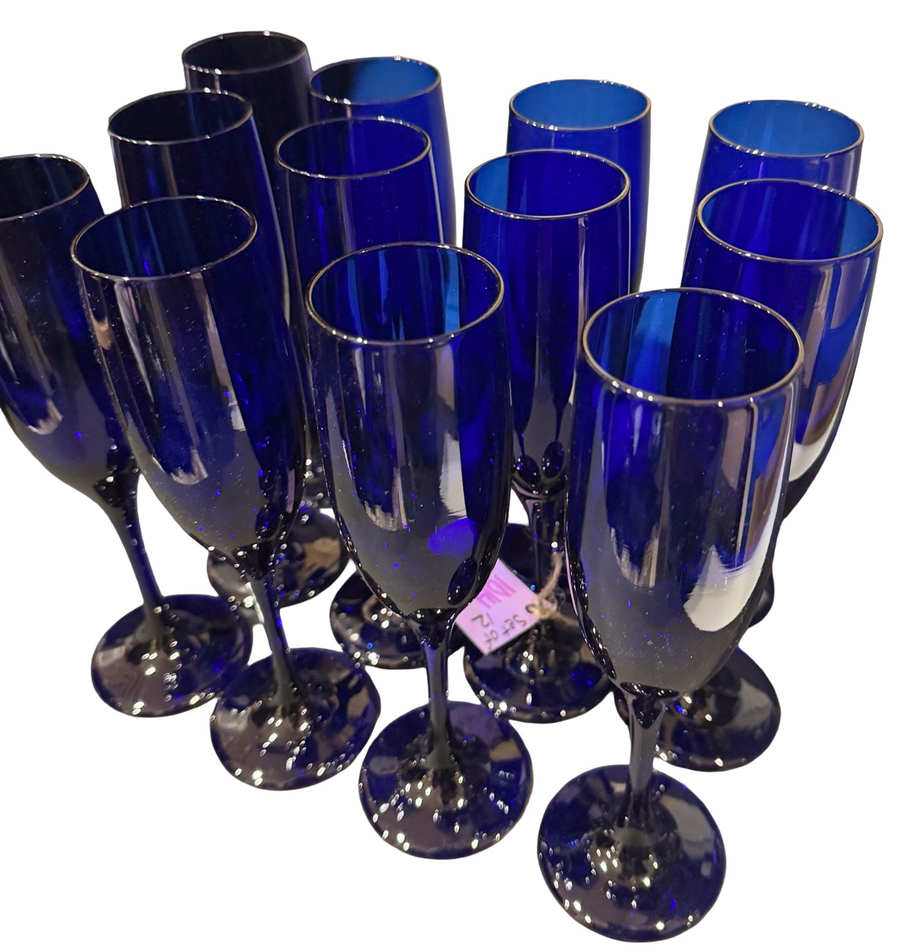 Set of 12 Cobalt Blue Drinking Flutes