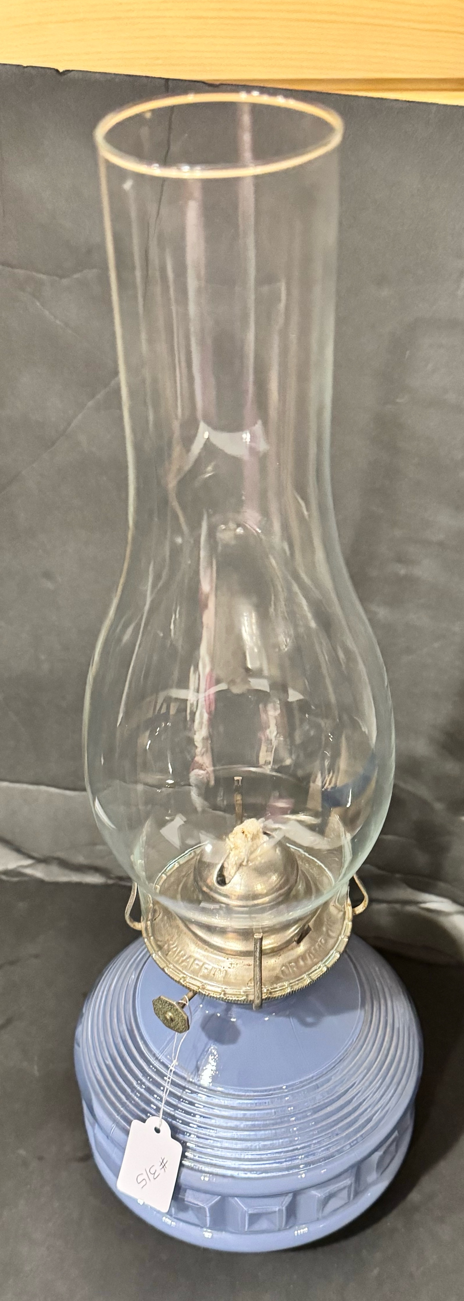 Pale Blue Art Deco Oil Lamp