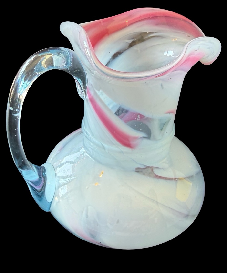 Pink & White Petite Swirl Art Glass Vase