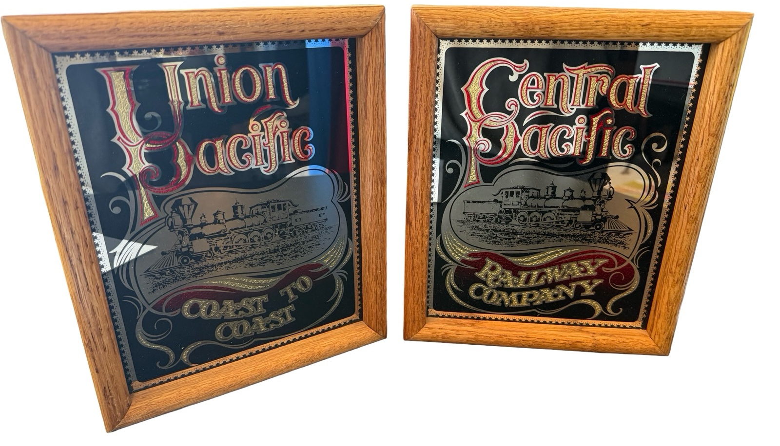 Vintage Railway Advertising Mirrors - Union & Central Pacific