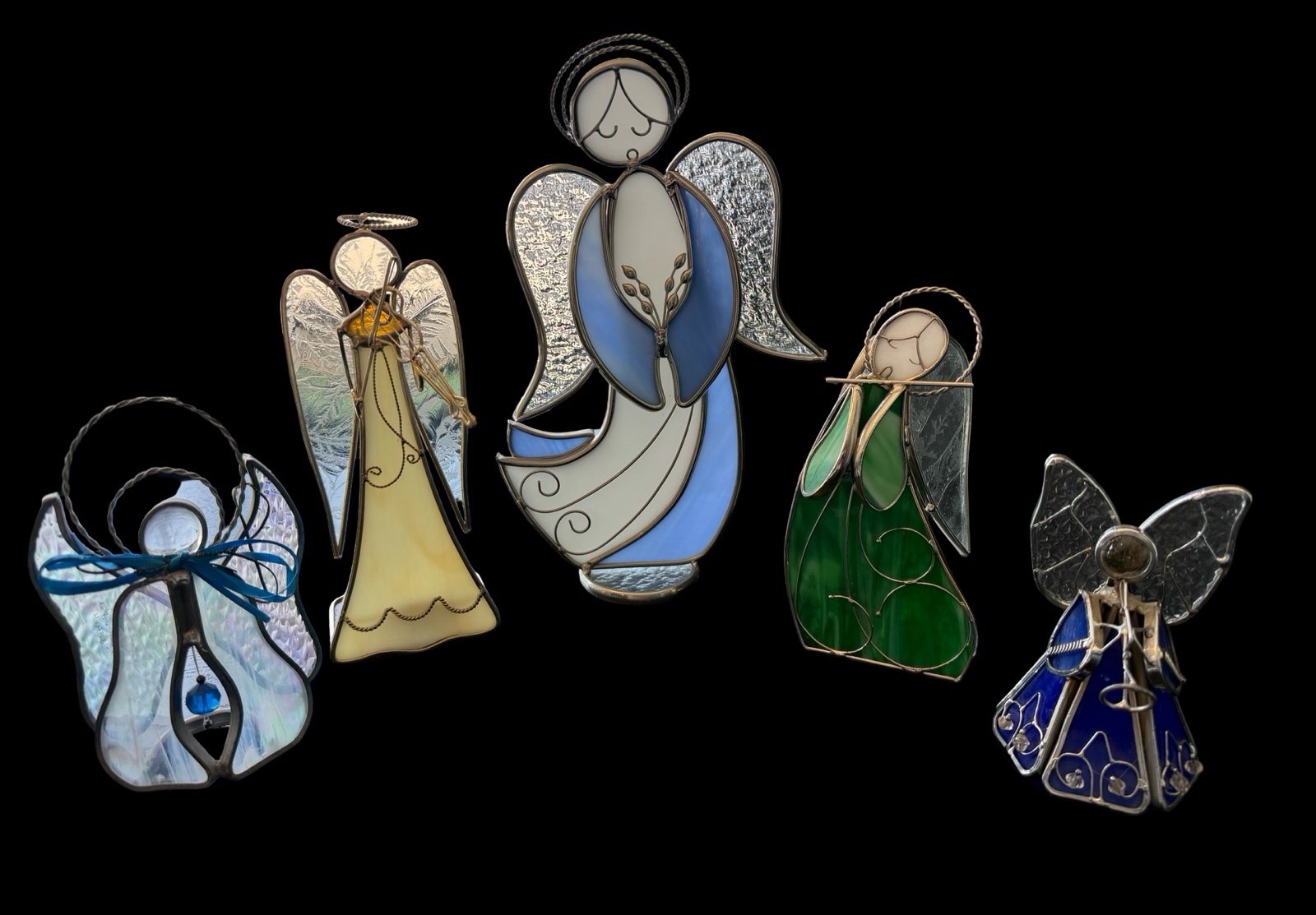 Five Stained Glass Angel Figures