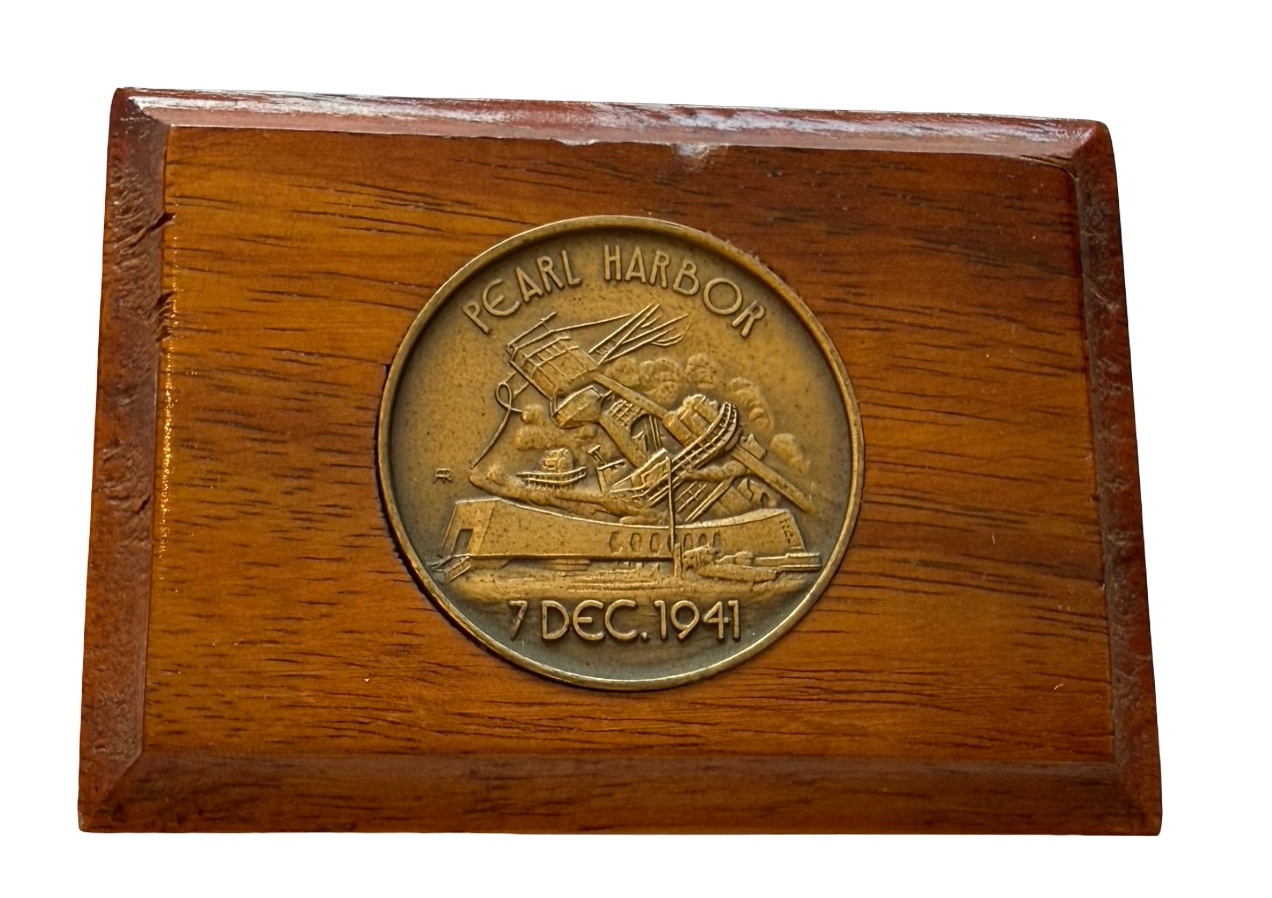Pearl Harbor Commemorative Medallion in Wooden Plaque