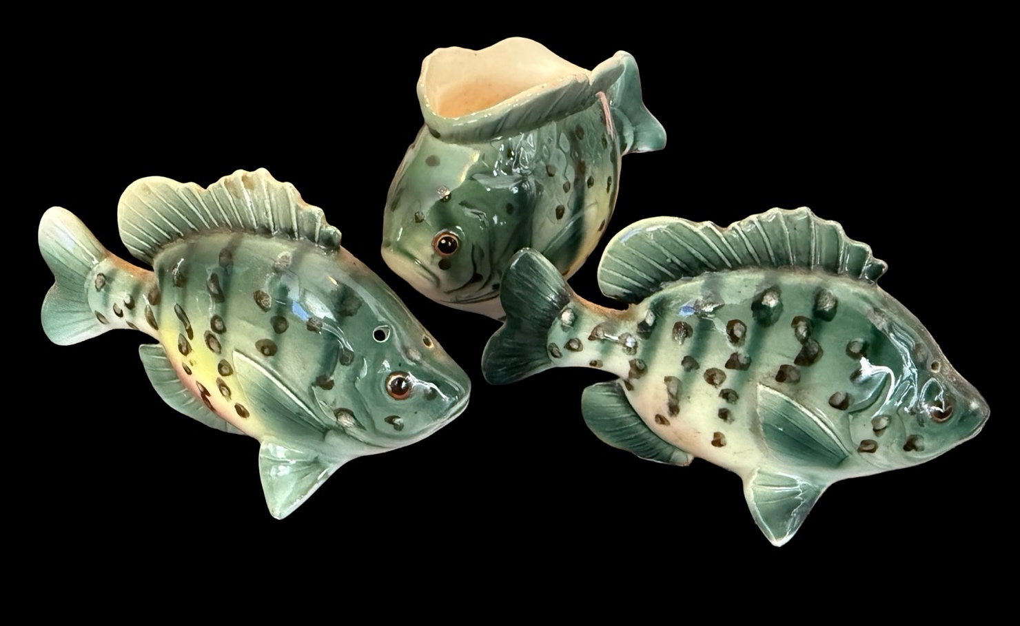 Ceramic Fish Shakers Stamped SUNFISH