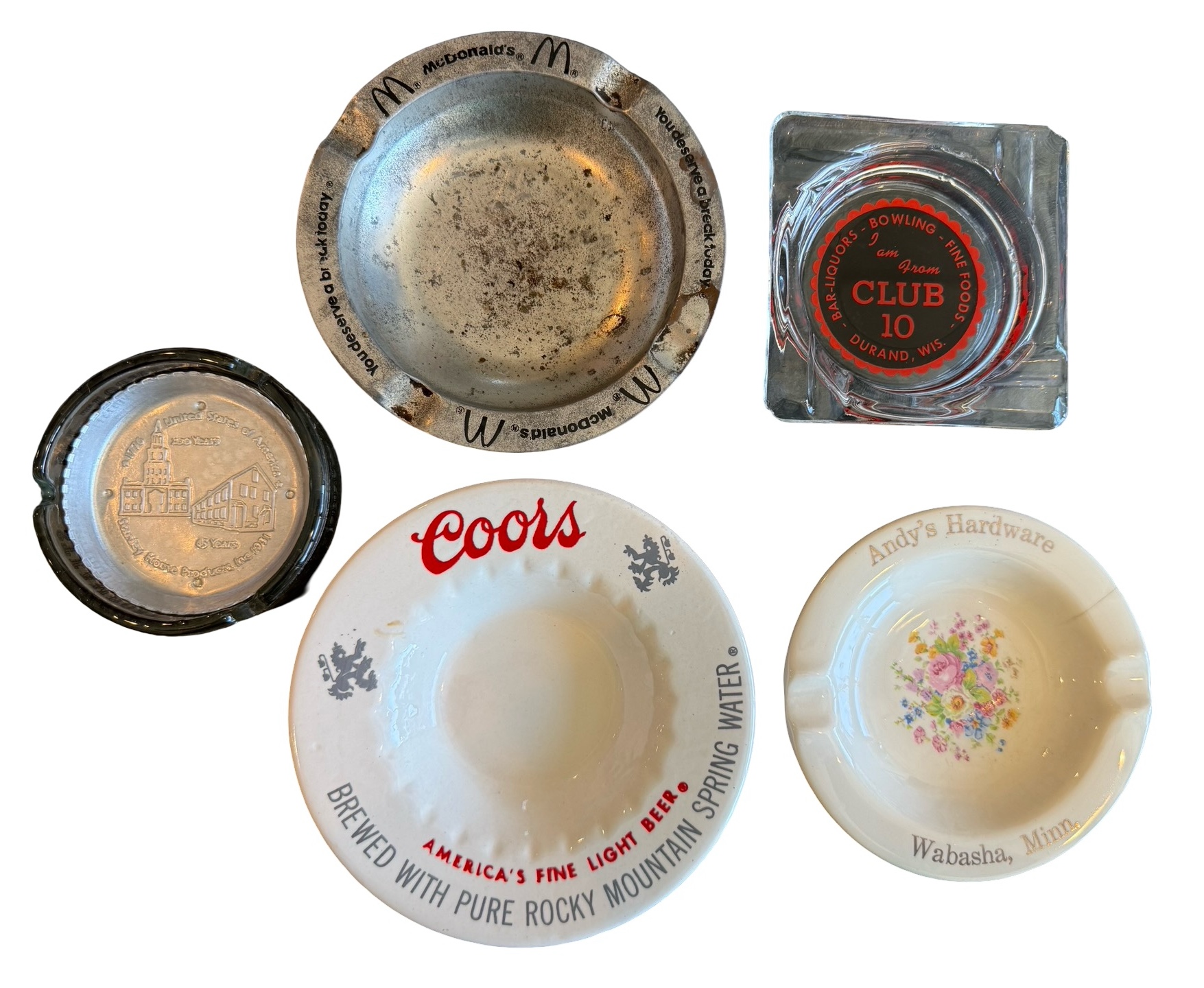 Collection of Five Vintage Ashtrays