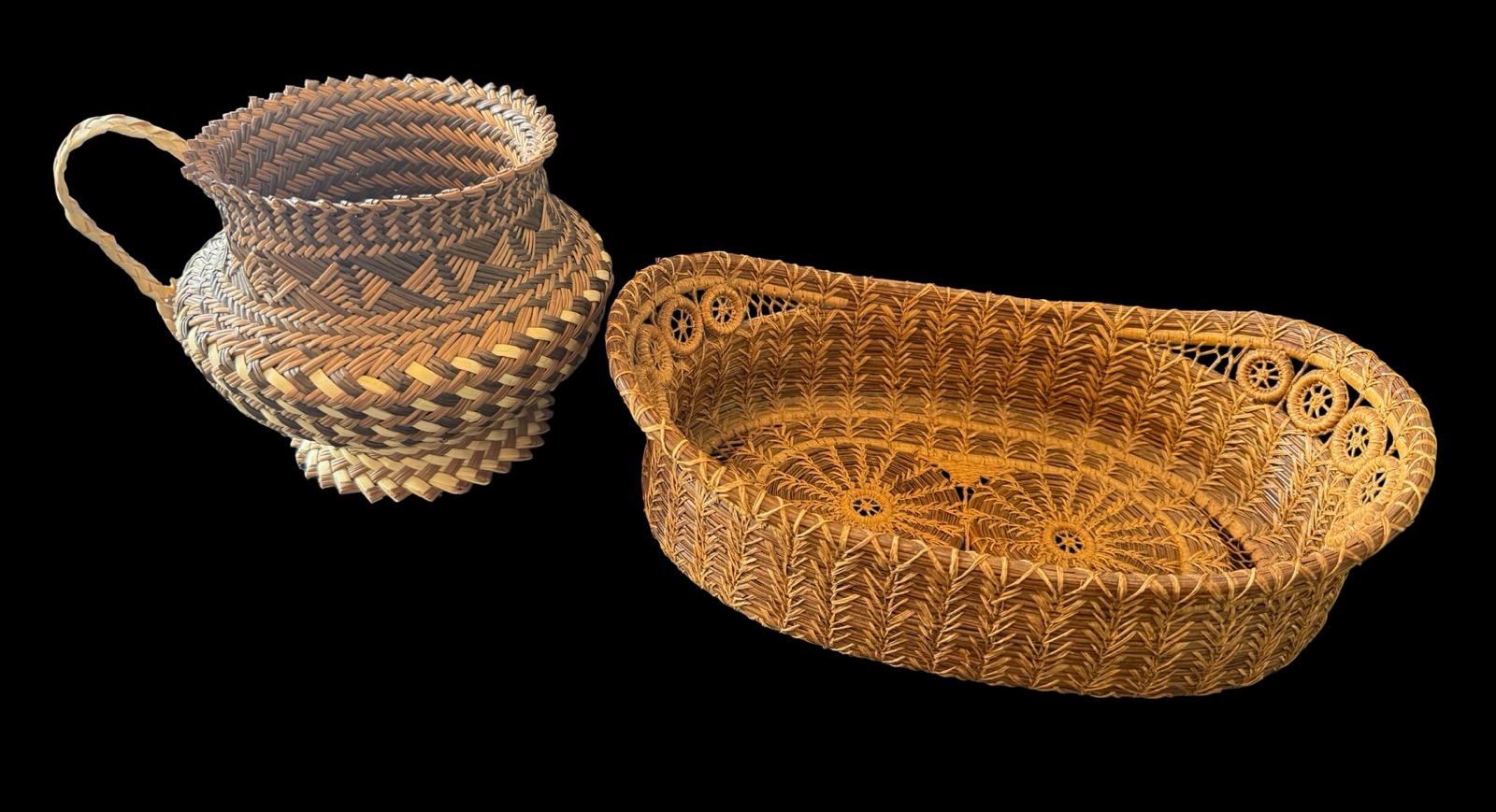 Handwoven Pine Needle Pitcher & Basket Tray