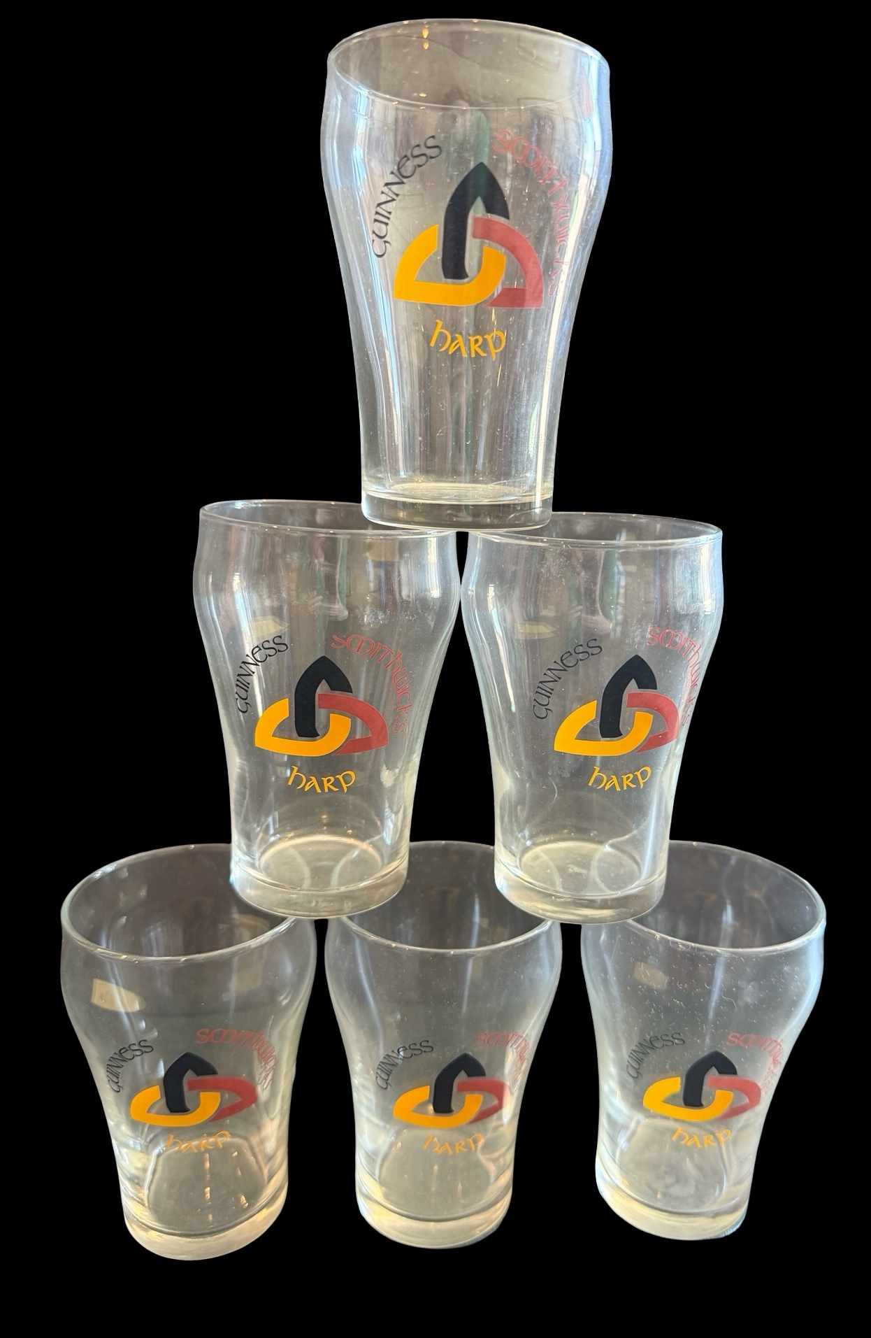 Set of Six Guinness Smithwicks 4 Beer Glasses