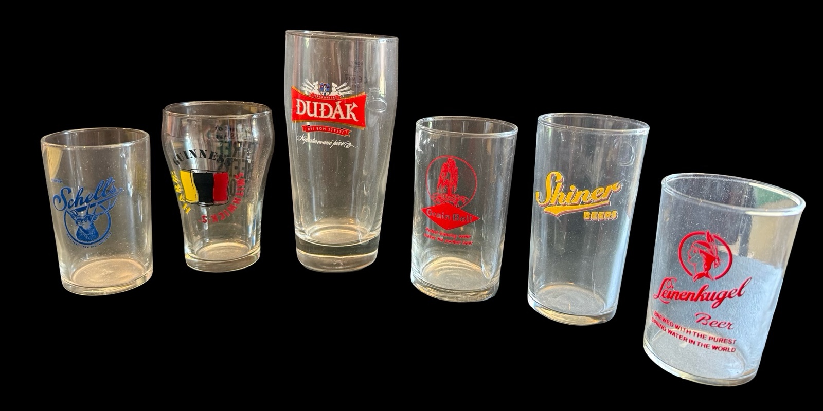Six Vintage Collectible Beer Glasses