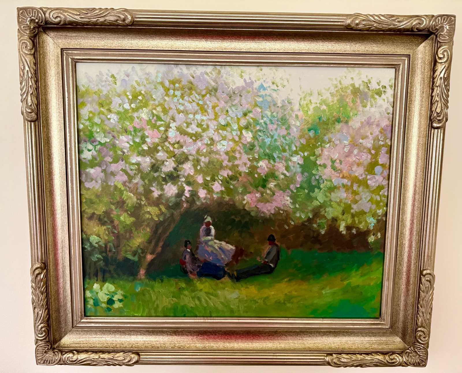 Resting Under The Lilacs Gold Framed Artwork