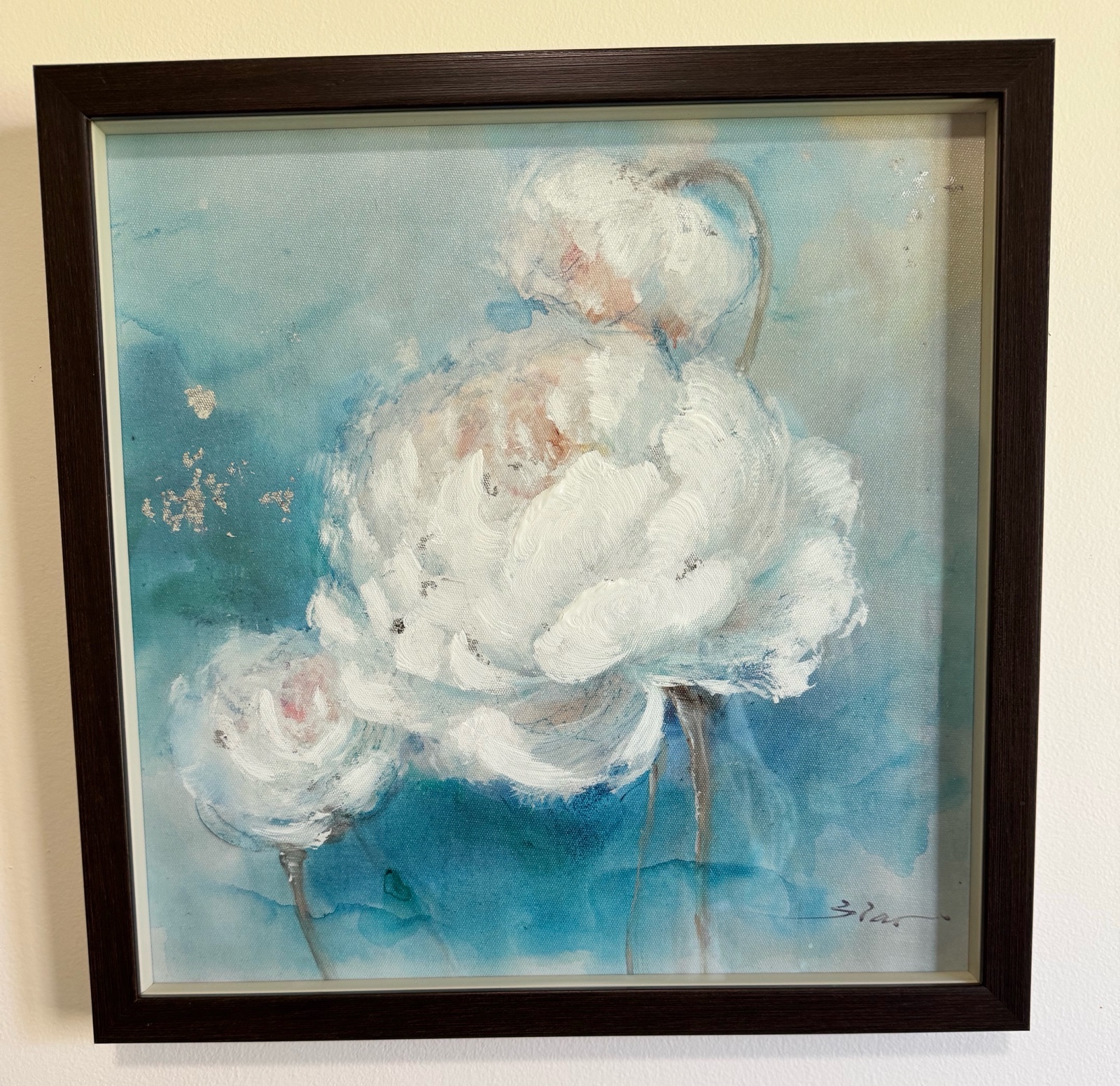 White Peonies Flower Canvas Art