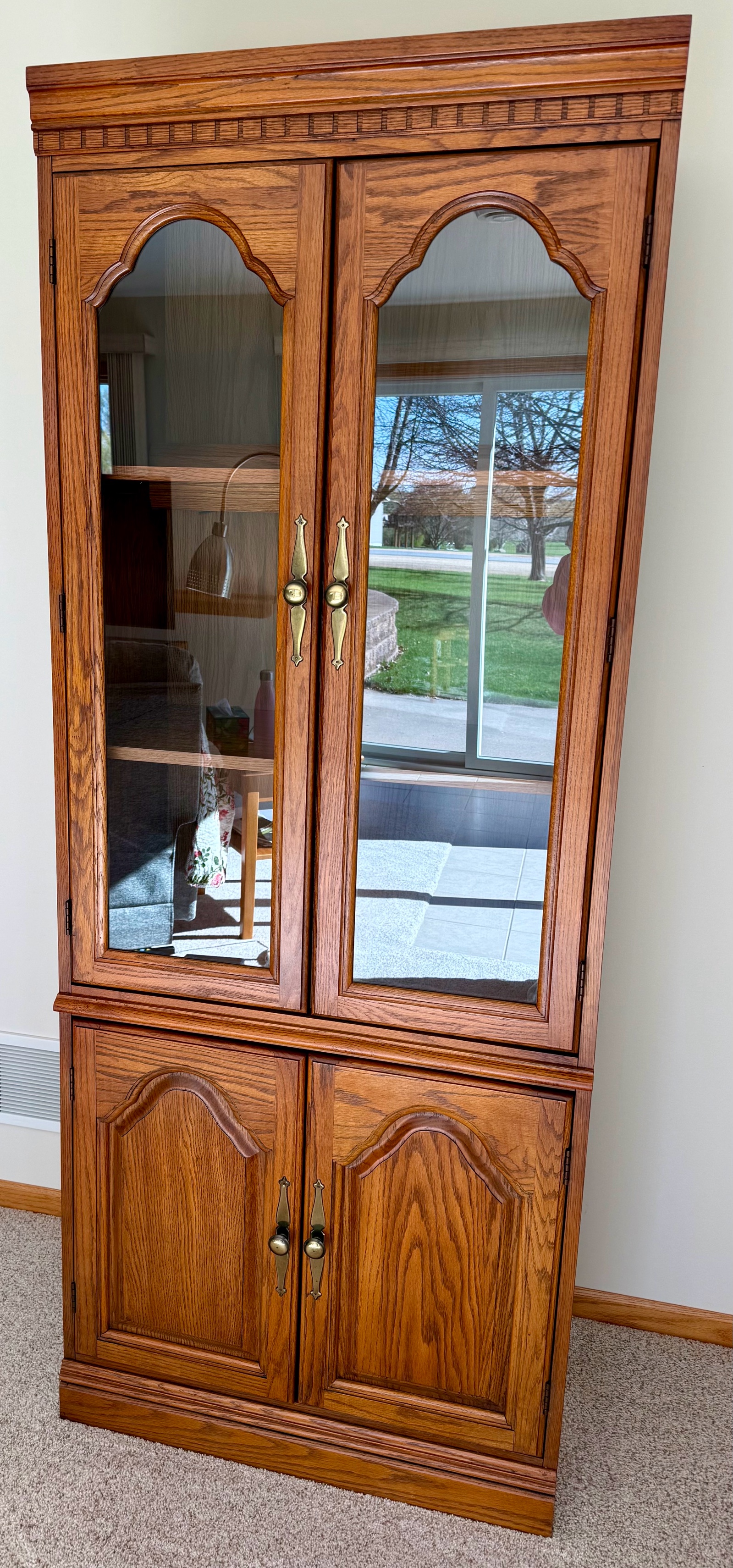 Sleek Double Glass Door Bookcase