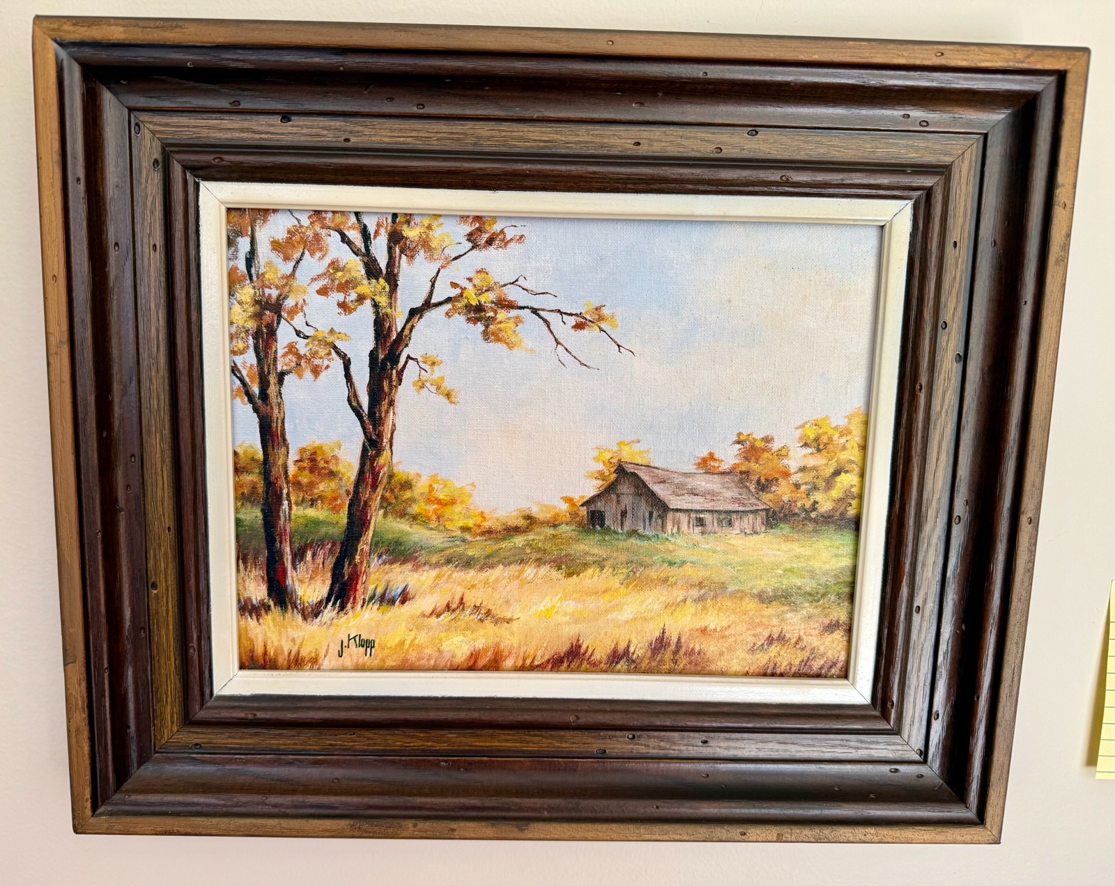 Autumn Landscape Barn Oil Painting - J Klopp