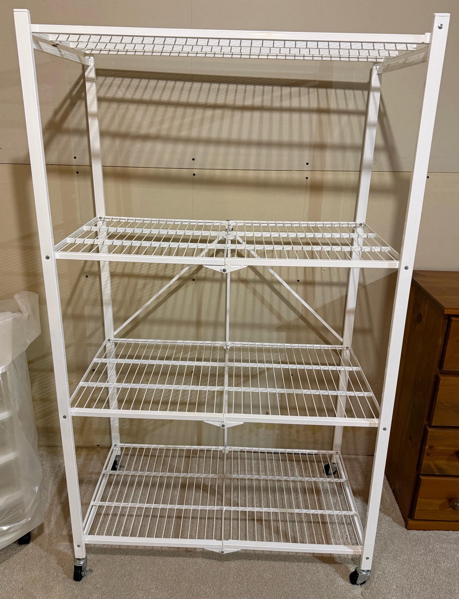 Rolling White Storage Shelf