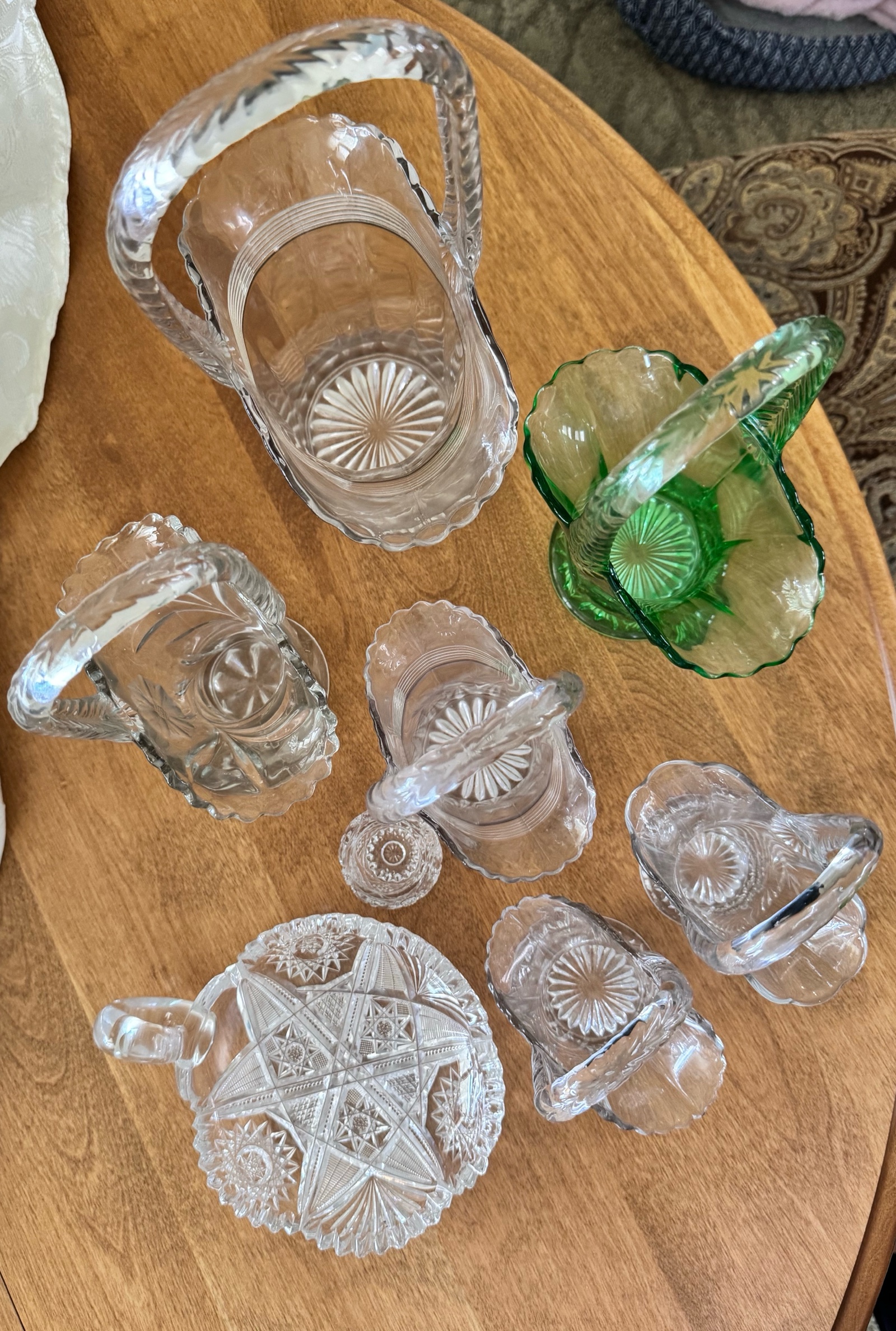 Variety of Vintage Glass Baskets