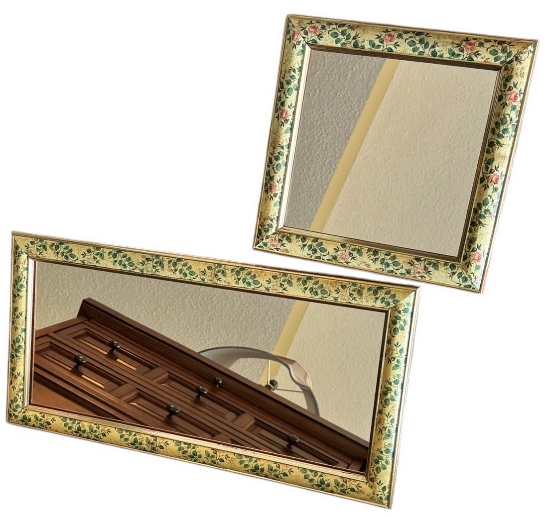Set of Floral Framed Mirrors