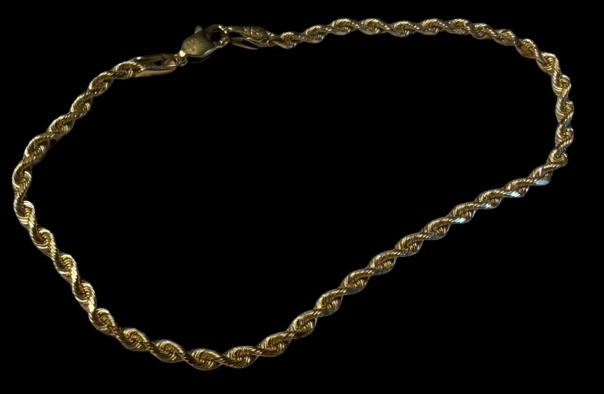 14k Gold Rope Chain Bracelet