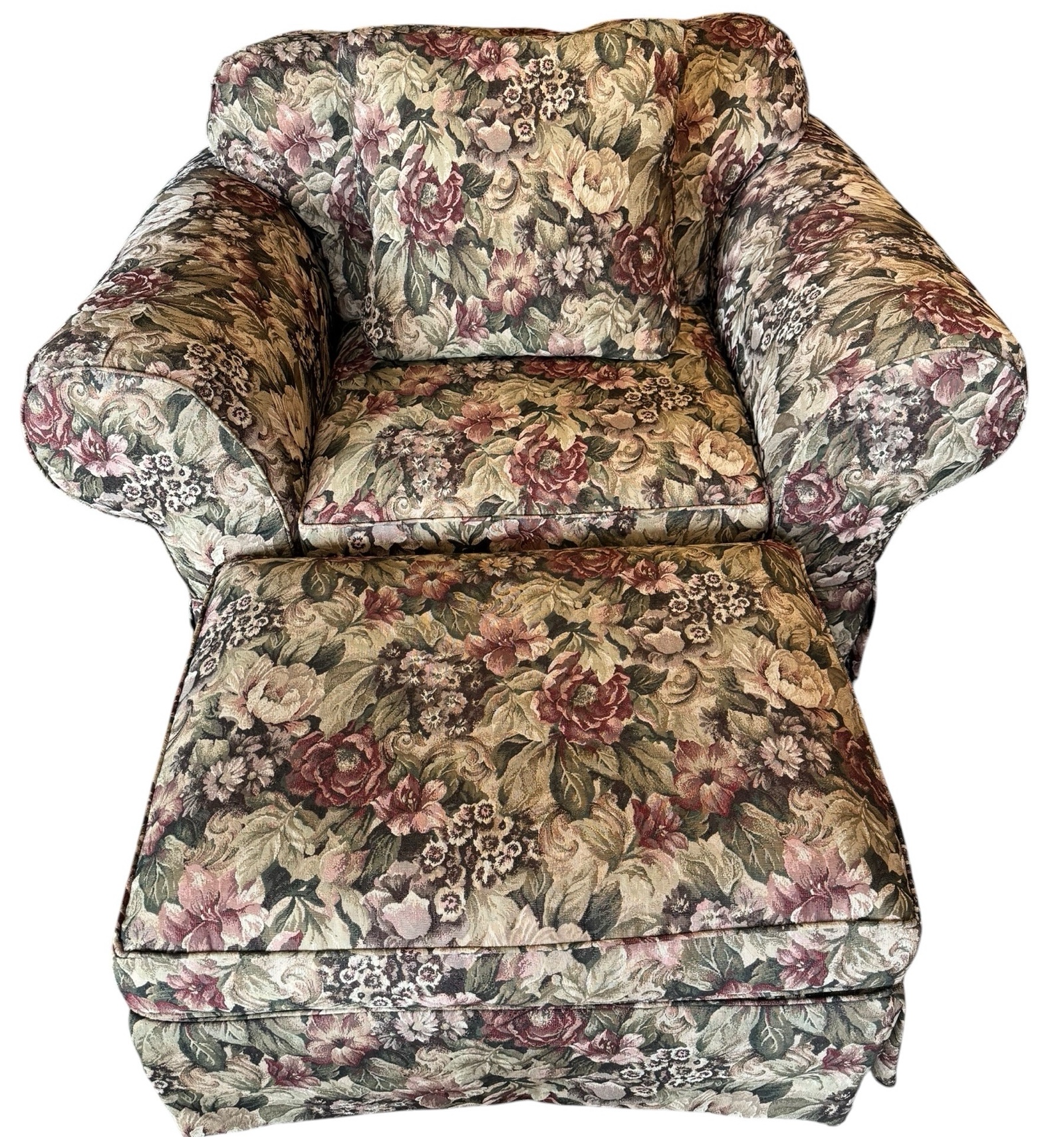Oversized Floral Chair & Ottoman
