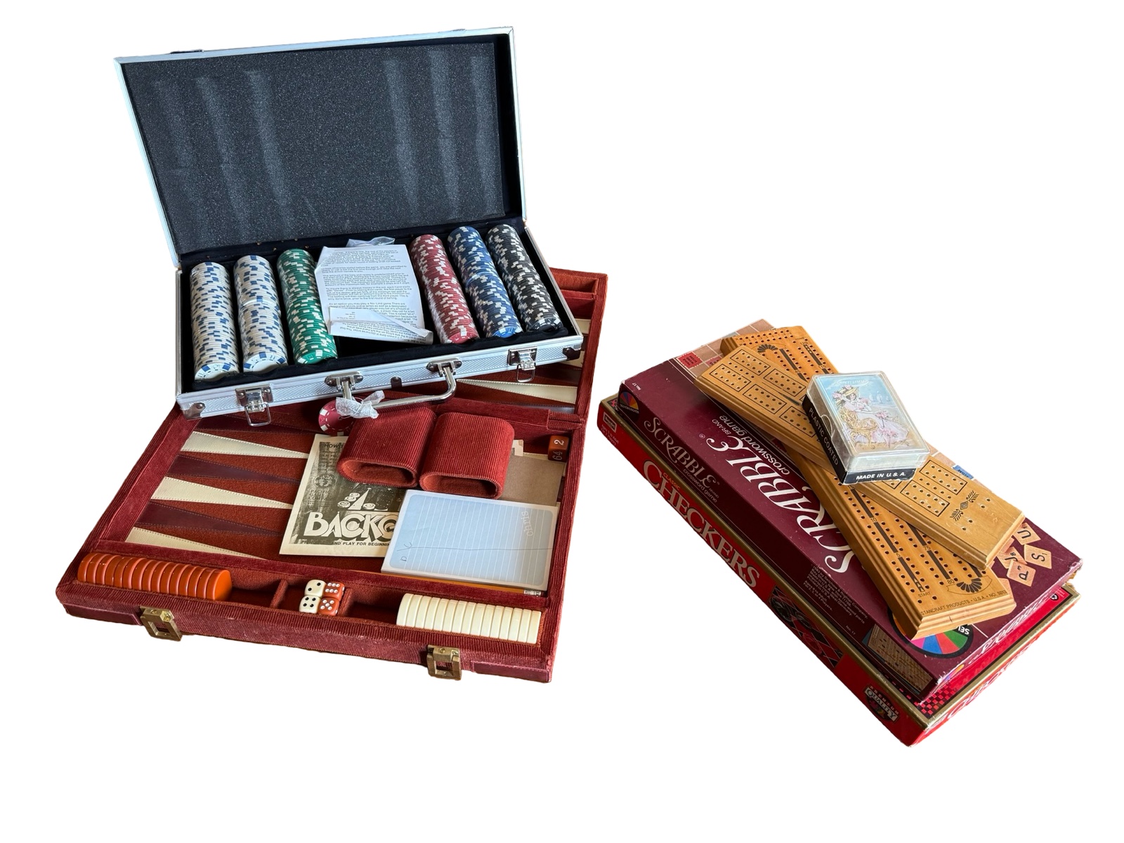 Poker Set, Backgammon, Cribbage & More Games