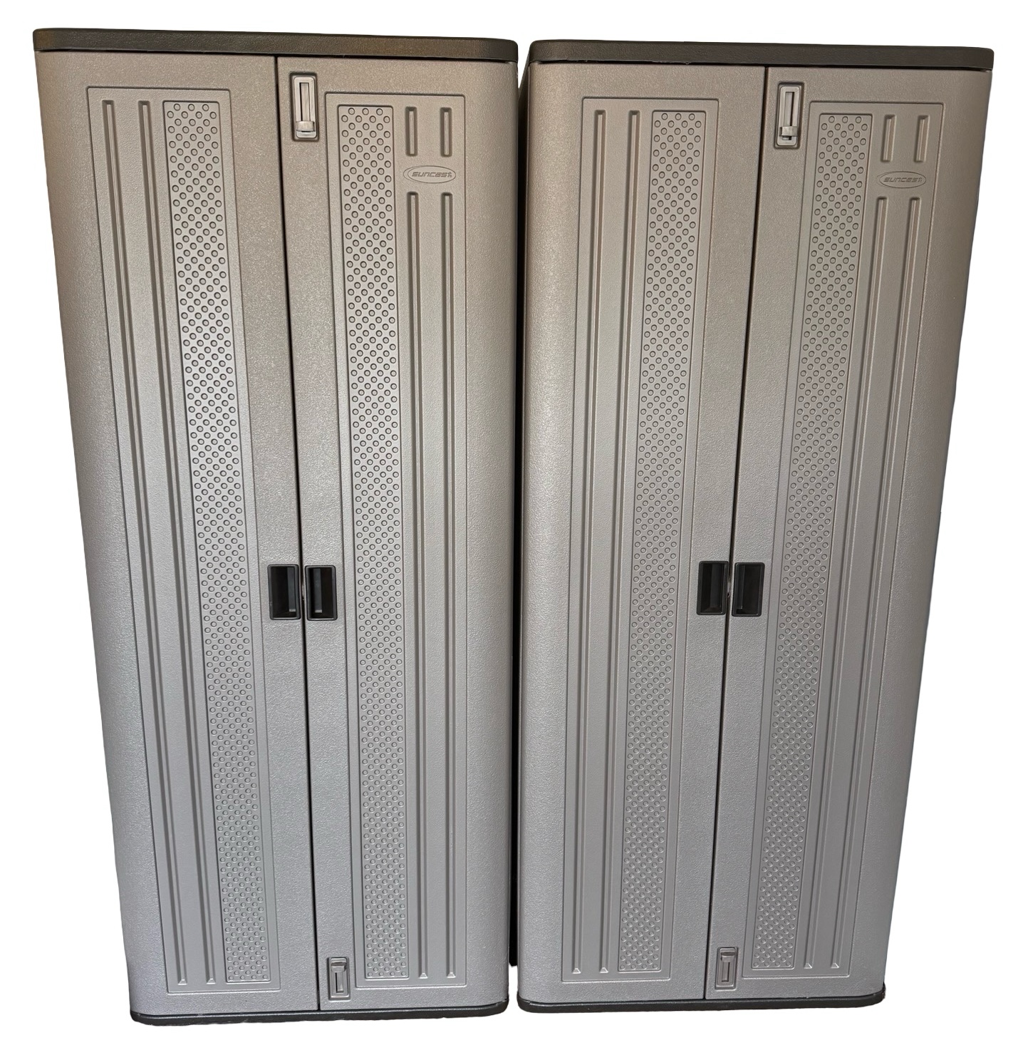 Two Suncast Plastic Cabinets